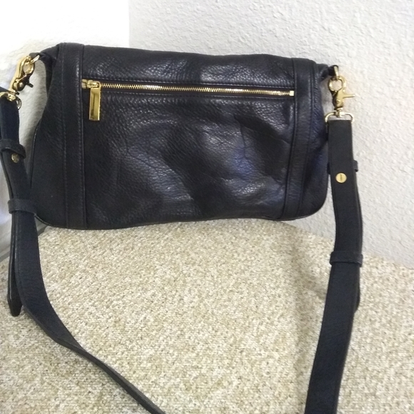 Tory Burch Black Pebbled Leather Foldable Bag